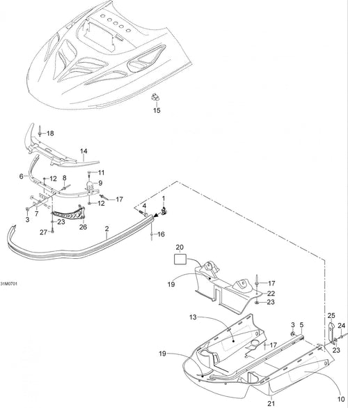 Fits 2006-2007 Ski-Doo Skandic SUV 550F / Skandic SUV 600 Foam Acoustic, OEM Part # 605349175
