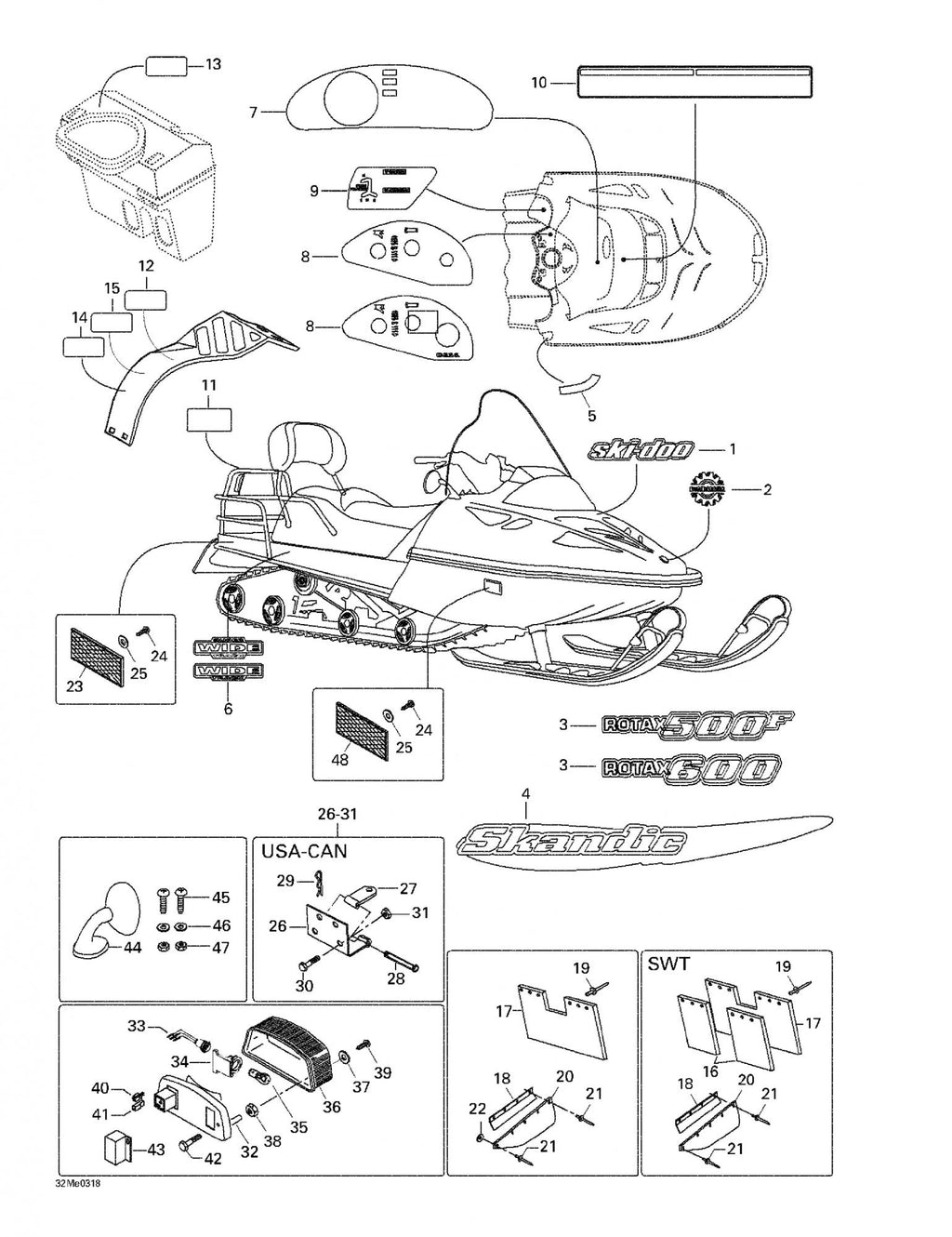 Fits 2002-2007 Ski-Doo Expedition TUV V800 / Skandic 500/600 Models Screw, OEM Part # 40167