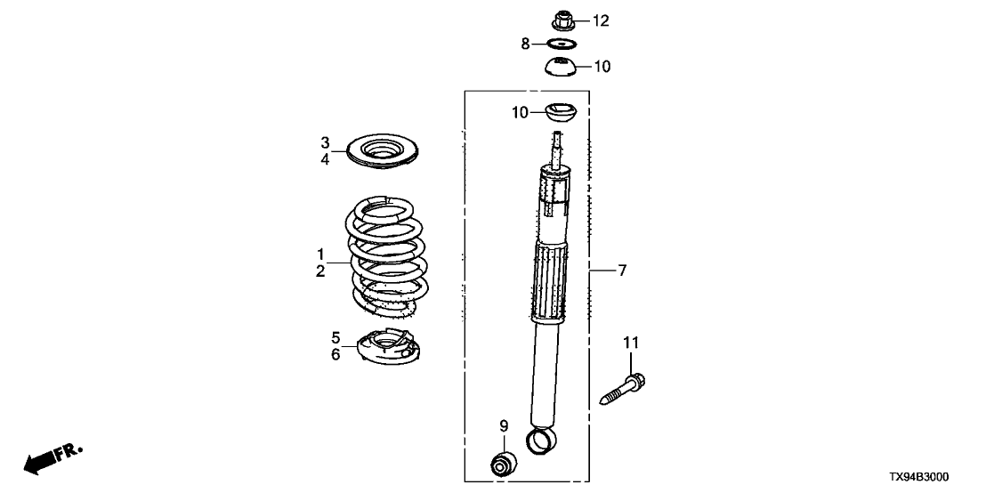New 2013-2014 Fits Honda Fit EV Shock Absorber Assembly, Rear, Part # 52610-TX9-A03