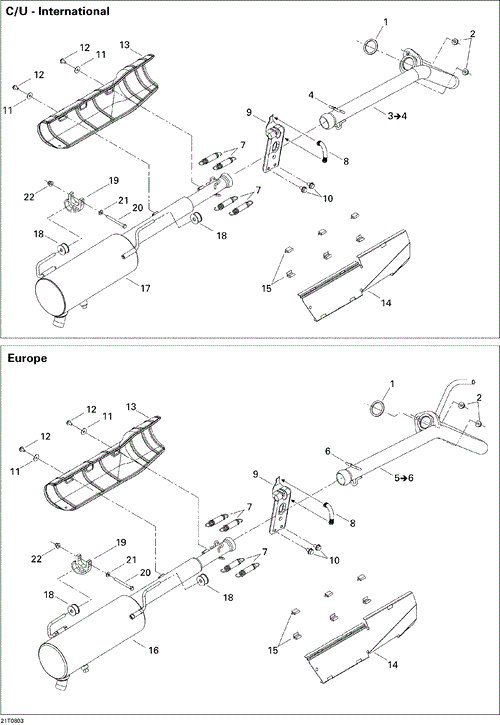 Can-Am - OEM schematic diagram - Part # 2572-707600224 - 01- Exhaust System - Ref # 13, 10