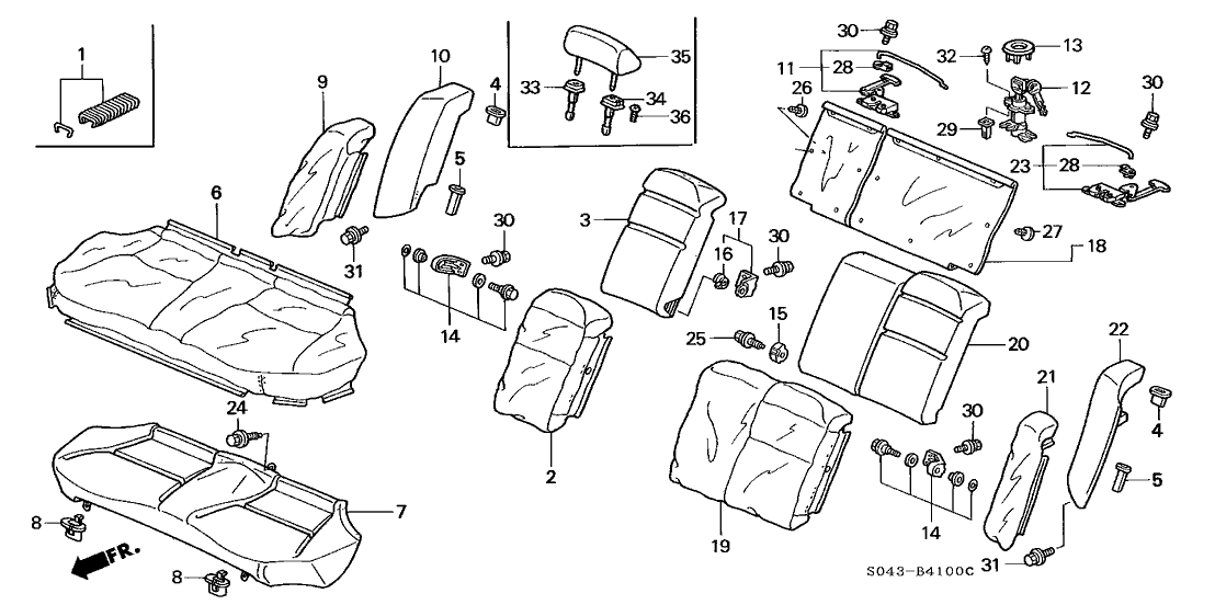Honda New 1996-2000 Fits Honda Civic Rear Seat-Back Pad & Frame, Part # 82122-S01-A01