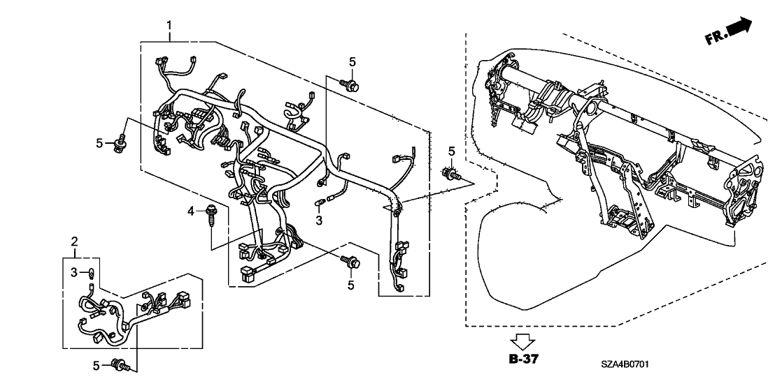 Honda New 2011 Fits Honda Pilot Sub-Wire Harness, Heater, Part # 32158-SZB-A00