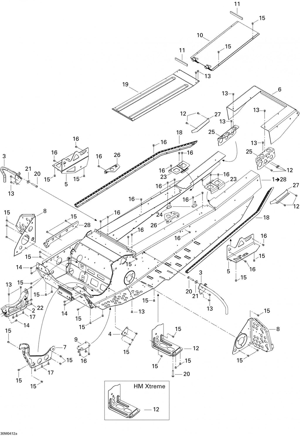 Fits 2003-2006 Ski-Doo Summit 600 HO / Summit 600 HO SDI, Adrenaline Models Rear Cap Adrenaline With Track 144", OEM Part # 518323803