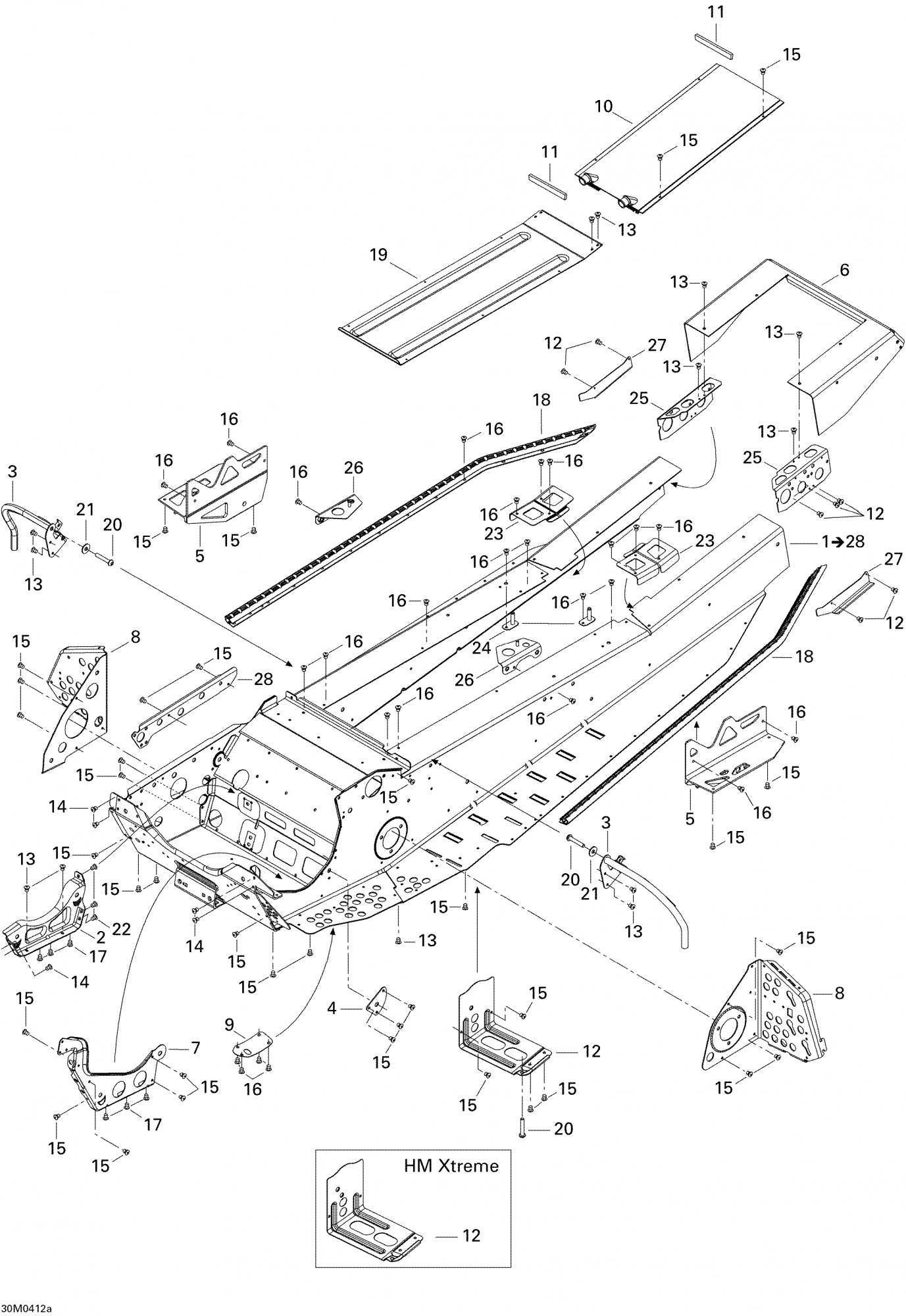 Fits 2003-2006 Ski-Doo Summit 600 HO / Summit 600 HO SDI, Adrenaline Models Rear Cap Adrenaline With Track 144", OEM Part # 518323803