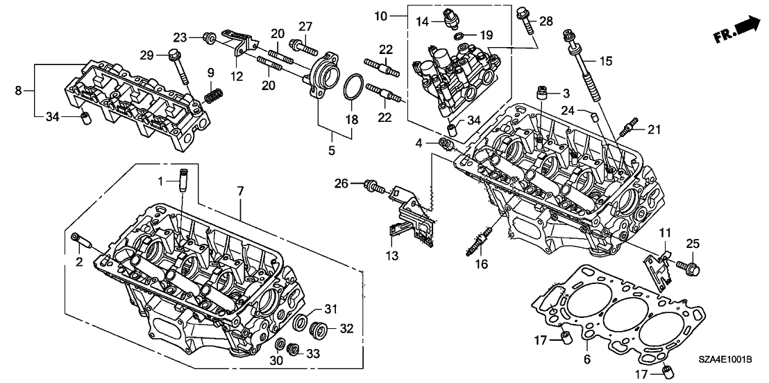 Honda New 2012 Fits Honda Pilot Cylinder Head Assembly, Rear (Dot), Part # 12300-RN0-810