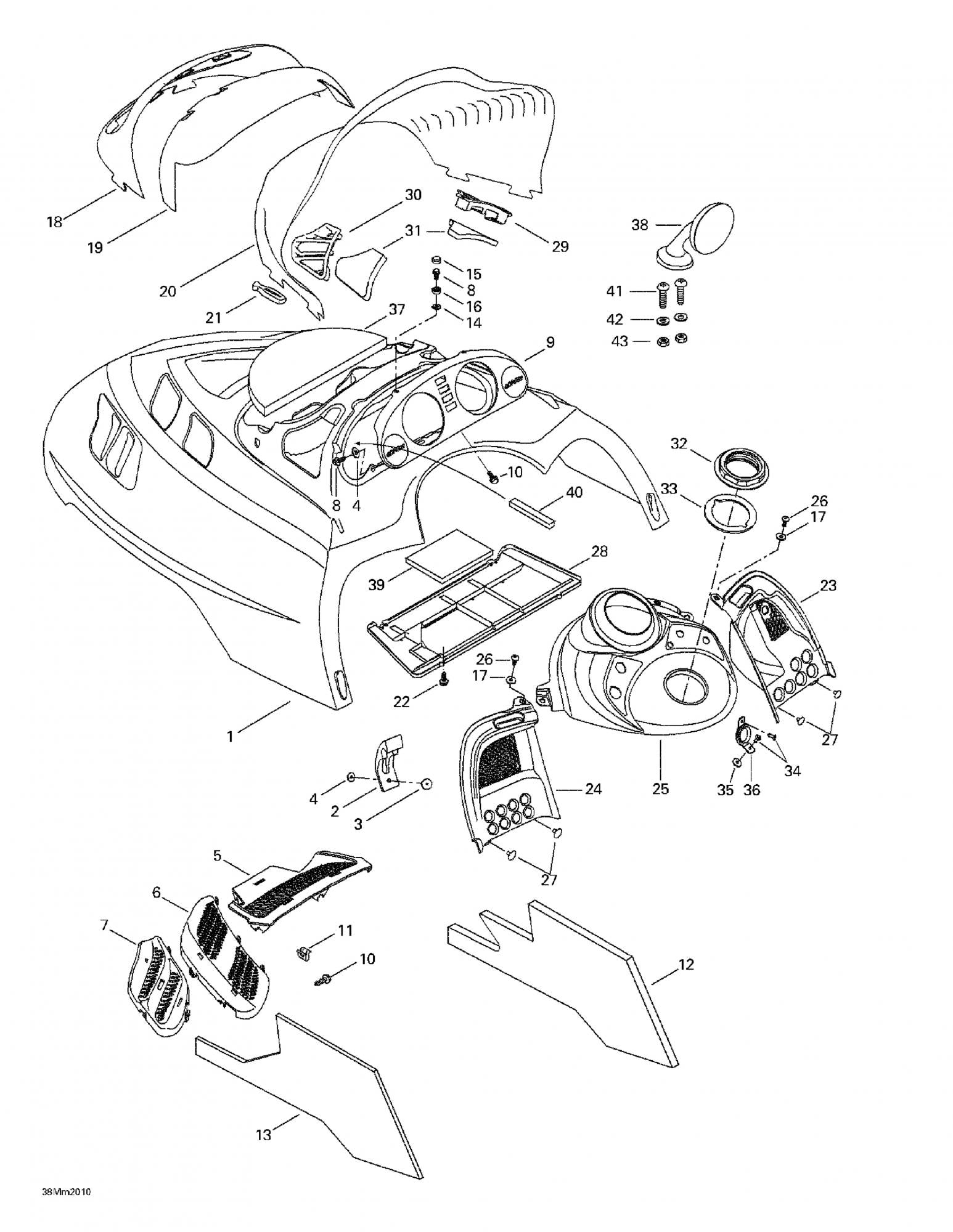Fits 1999-2005 Ski-Doo Formula Deluxe 500/600/700 / Formula Deluxe 600/700 Models RH Air Intake Grill, OEM Part # 517302024