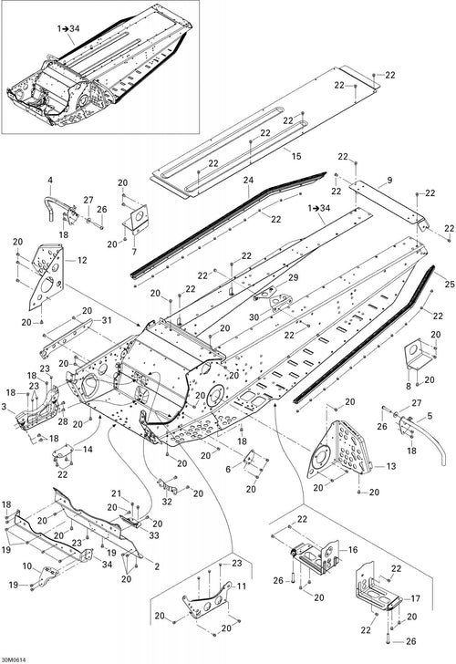 Fits 2006 Ski-Doo Freestyle 300F RH Footrest Reinforcement, Black, OEM Part # 518324615