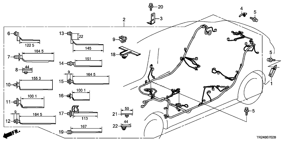 Honda New 2012 Fits Honda Civic Floor Wire Harness, Part # 32107-TR2-A20