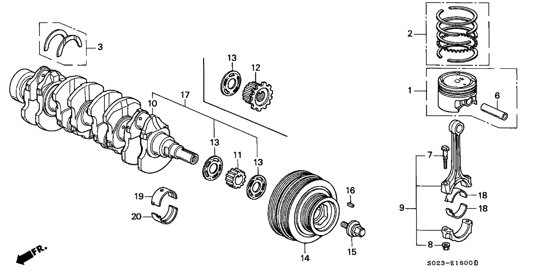 Honda New 2000 Fits Honda Civic Crankshaft, Part # 13310-P2E-J00