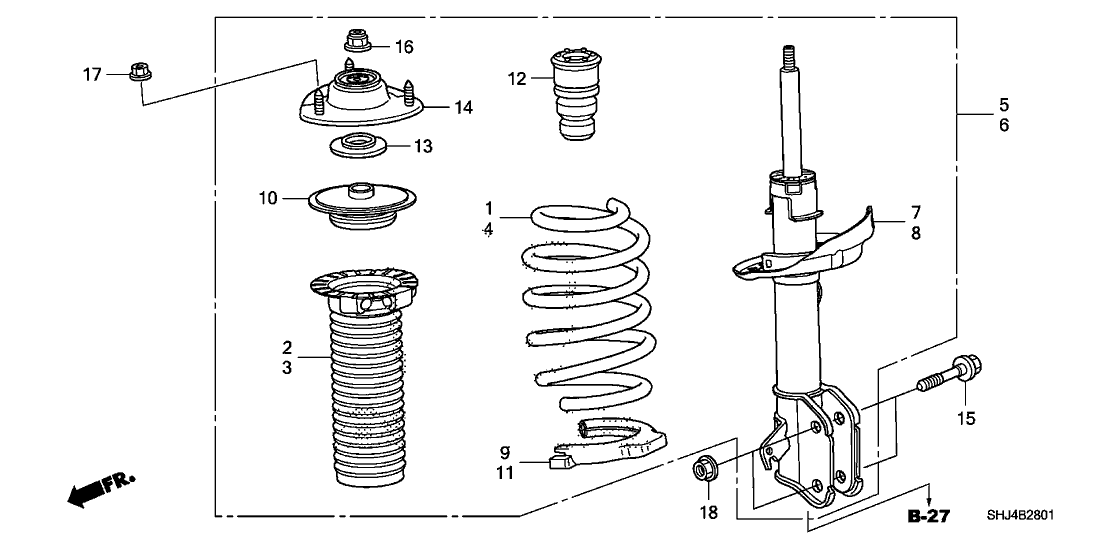 Honda New 2008-2009 Fits Honda Odyssey Shock Absorber Assembly, Left Front, Part # 51602-SHJ-L52