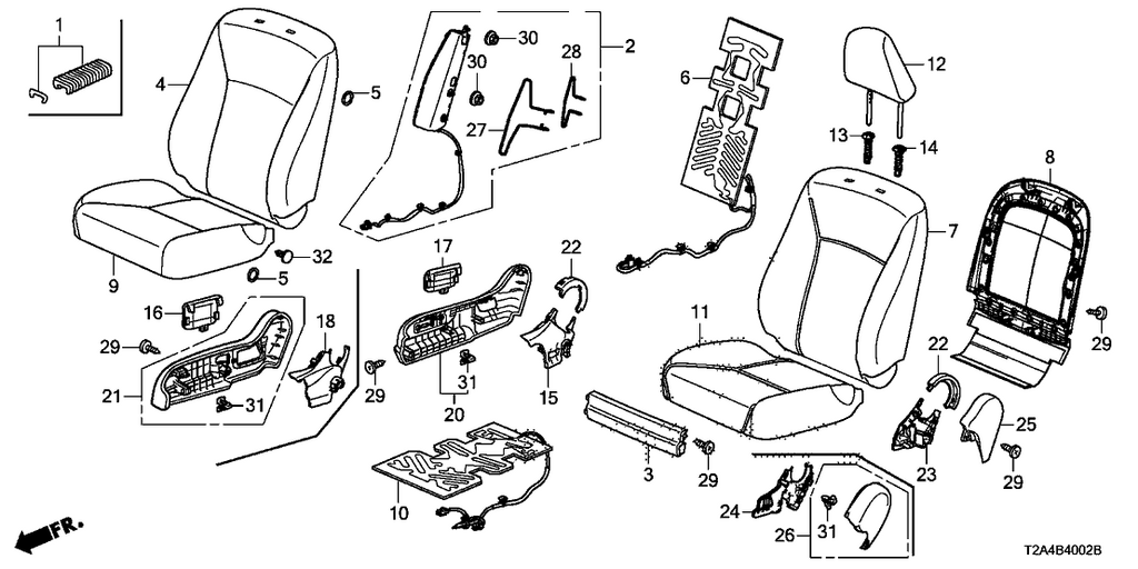 New 2013 Fits Honda Accord Front Headrest Assembly *NH167L* (GRAPHITE BLACK), Part # 81140-T2F-A01ZD
