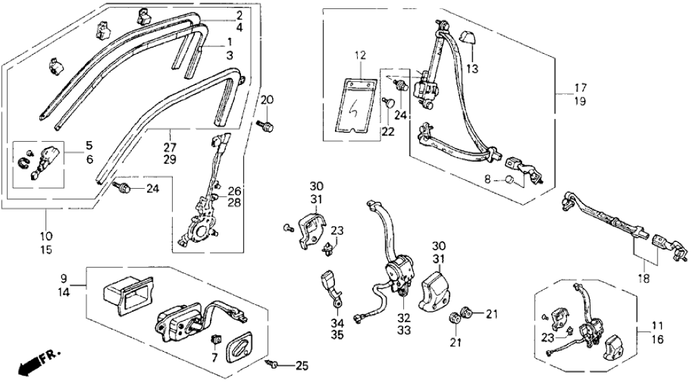 New 1990-1991 Fits Honda Civic Retractor Set, L. *NH89L* (PALMY GRAY), Part # 06887-SH5-A01ZC