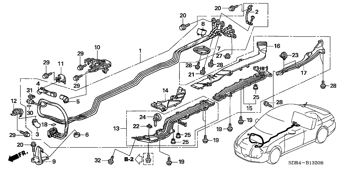 New 2005-2007 Fits Honda Accord Hybrid Stay, R. Cable (Upper), Part # 1F062-RCJ-000