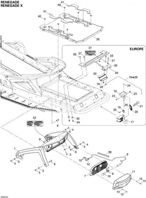 Fits 2004-2005 Ski-Doo MX Z 600 HO Renegade / MX Z 600 HO SDI Renegade & Renegade X Models Socket Screw M6 X 16, OEM Part # 250000168