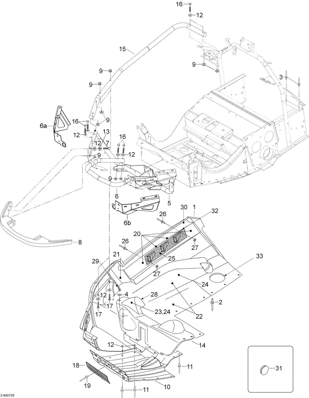 Fits 2004-2007 Ski-Doo Expedition 4-TEC / Expedition 600 H.O. SDI Models LH Boyyom Pan, OEM Part # 605149805