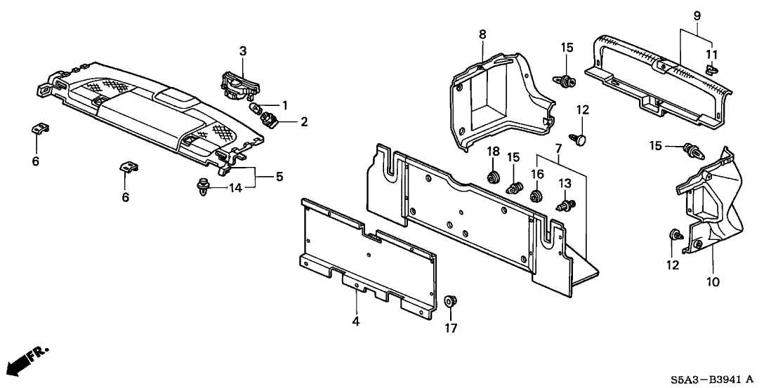 Honda New 2002-2005 Fits Honda Civic Lining Assy., R. Trunk Side *NH167L* (GRAPHITE BLACK), Part # 84601-S5W-A01ZB