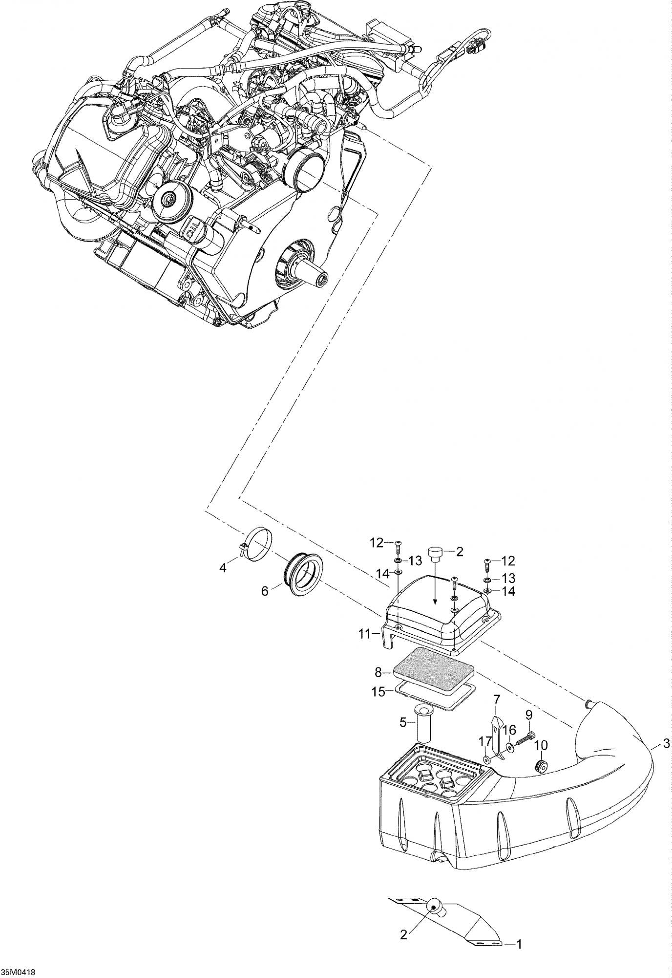 Fits 2004-2006 Ski-Doo Expedition 4-TEC / Expedition V-1000 Air Intake Cover, OEM Part # 605250565