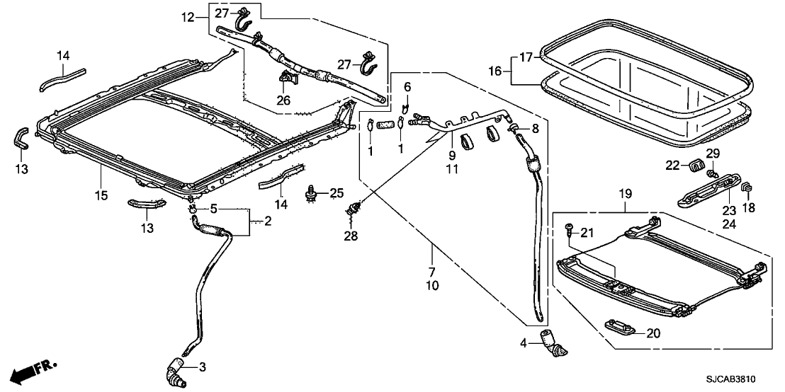Honda New 2006-2014 Fits Honda Ridgeline Tube, R. RR. Drain (Sunroof), Part # 70060-SJC-A00