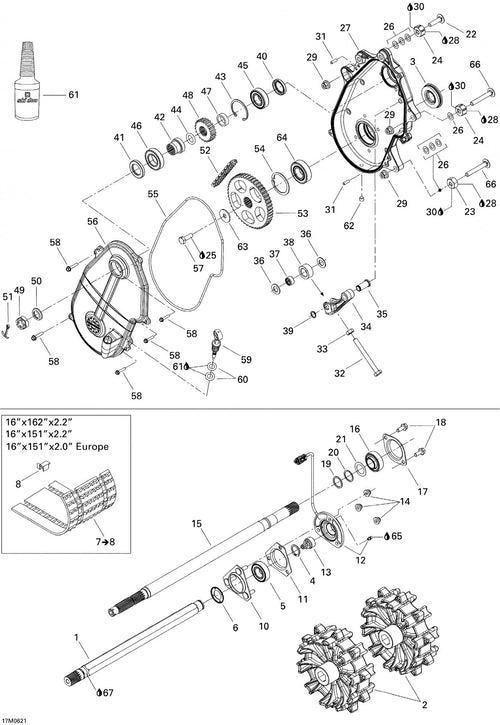 Fits 2006-2007 Ski-Doo Summit 1000 SDI, Highmark & Highmark X / Summit Highmark & Highmark X 1000 SDI Counter Shaft, OEM Part # 504152538
