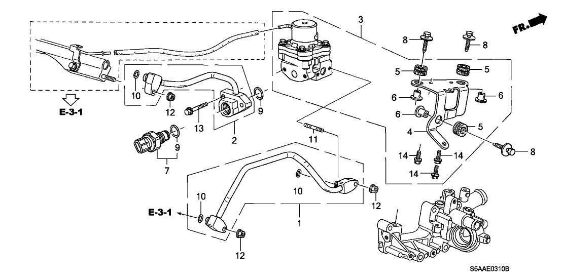 Honda New 2001-2005 Fits Honda Civic Stay, Pressure (P2), Part # 16761-PMS-A01