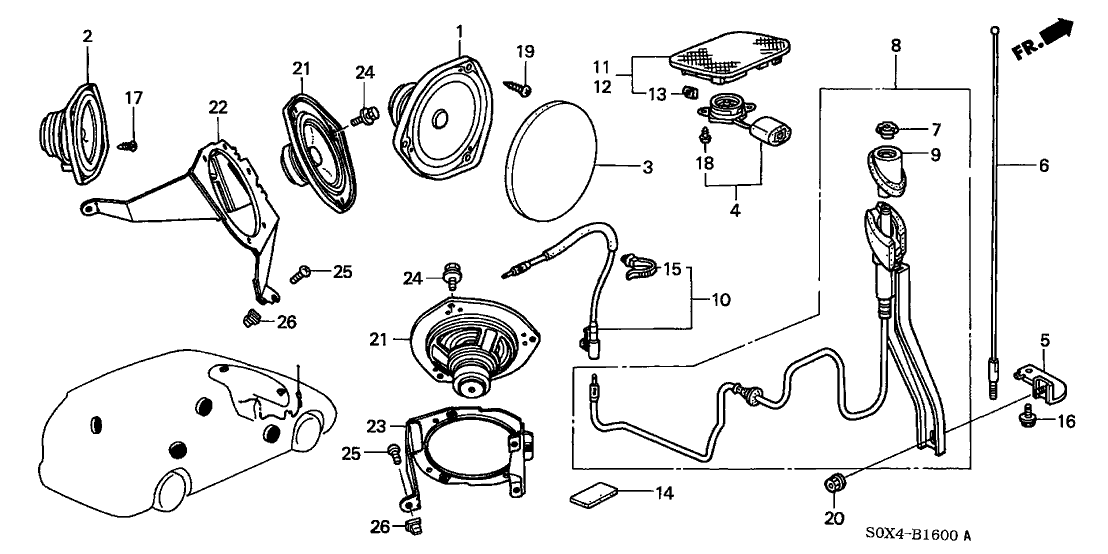 Honda New 2002-2004 Fits Honda Odyssey Bracket, L. RR. Speaker, Part # 39123-S0X-000