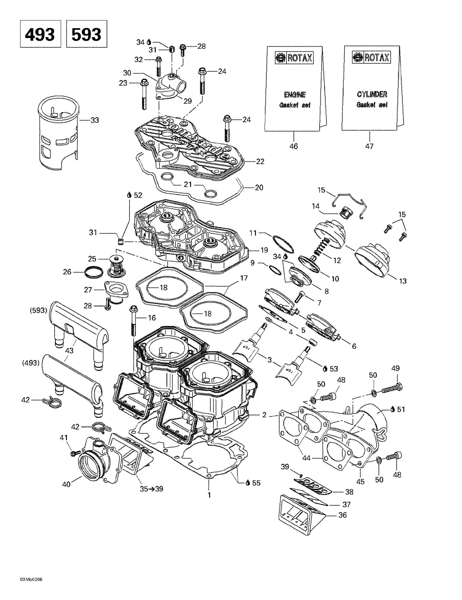 Fits 2000-2003 Ski-Doo Double Gasket 0.7 Mm Grand Touring 500., OEM Part # 420931960