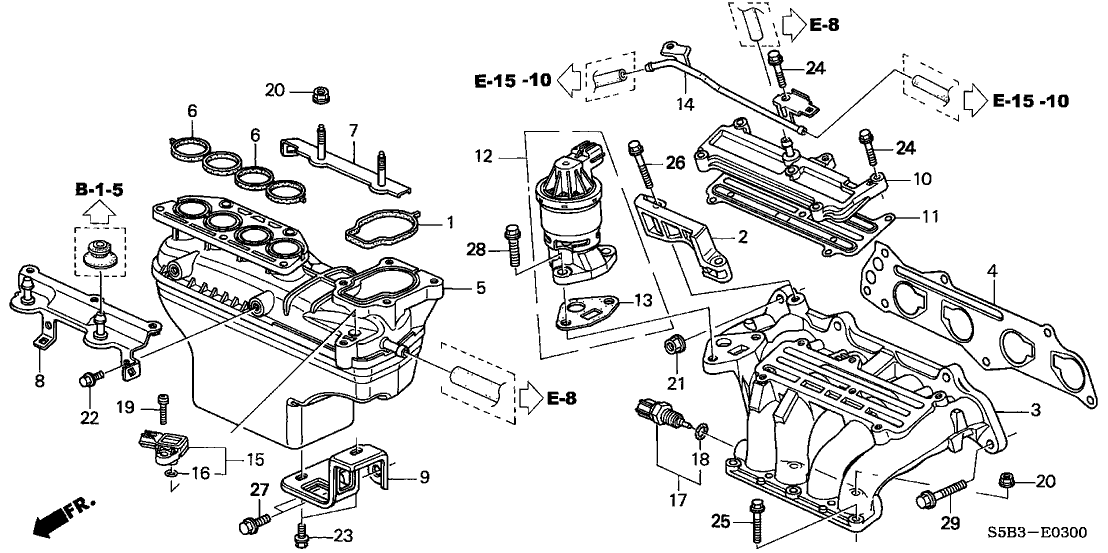 Honda New 2003-2005 Fits Honda Civic Cover, EGR Chamber, Part # 17145-PZA-000