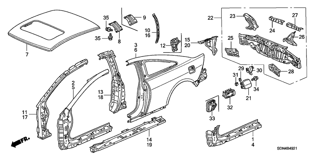 New 2003-2007 Fits Honda Accord Stiffener, L. RR. Bumper Face, Part # 66168-SDN-A00ZZ