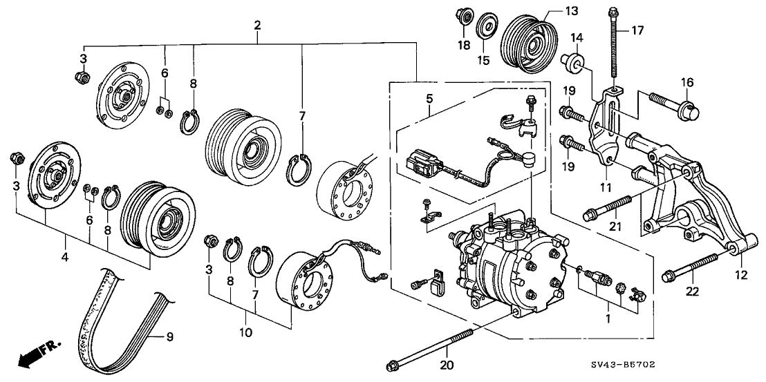 Honda New 1995-1997 Fits Honda Accord Compressor Clutch Set, Part # 38900-P0G-A01