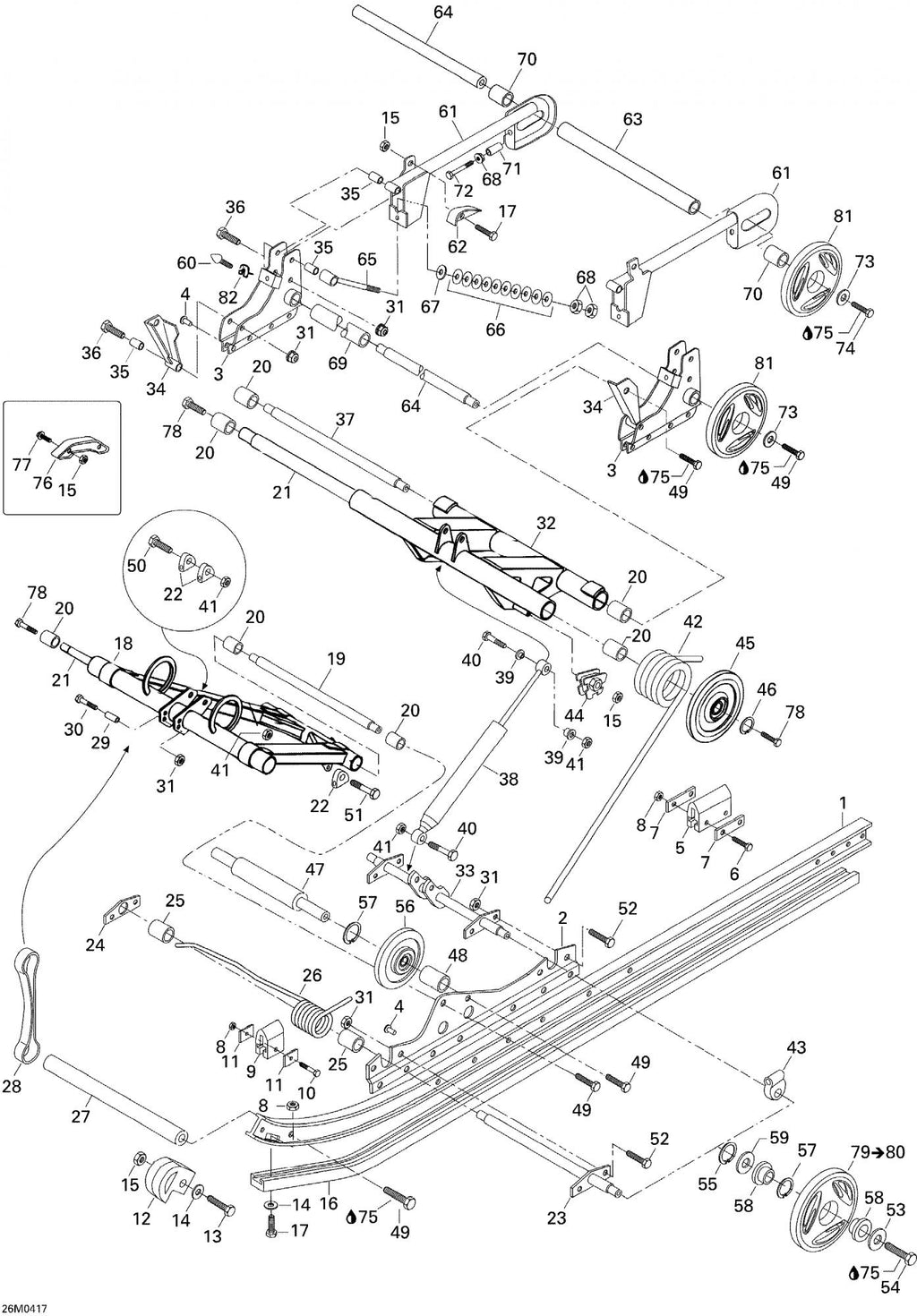 Fits 2001-2005 Ski-Doo Skandic 440 / Skandic 440F Models Welded Front Arm, OEM Part # 538796