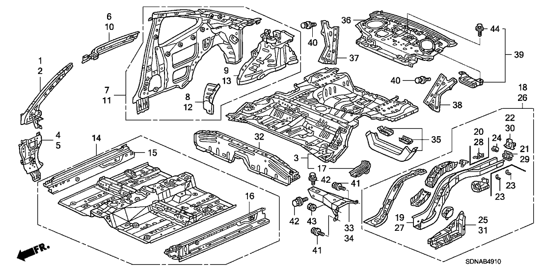 Honda New 2006-2007 Fits Honda Accord Left Rear Frame, Part # 65660-SDN-A10ZZ