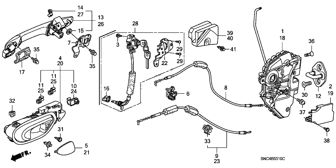 New 2006-2008 Fits Honda Civic Handle Assembly, Driver Side Door (Outer) (Fluorite Silver Metallic), Part # 72180-SNA-A11ZV