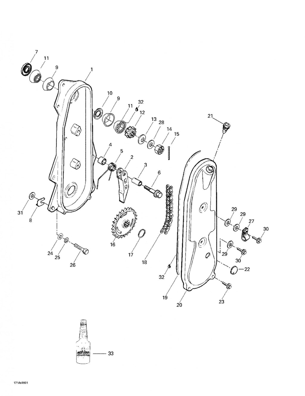 Fits 1996-2005 Ski-Doo Tundra / Tundra II LT Models Paint Chaincase Cover, OEM Part # 504088100