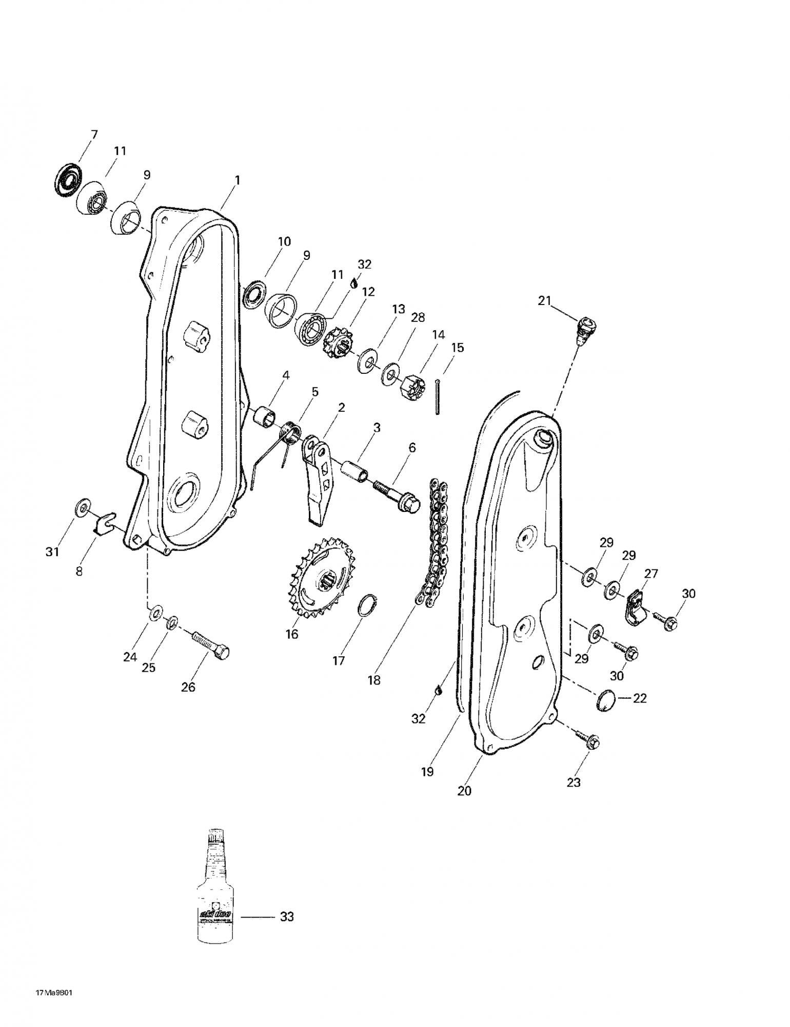 Fits 1996-2005 Ski-Doo Tundra / Tundra II LT Models Paint Chaincase Cover, OEM Part # 504088100