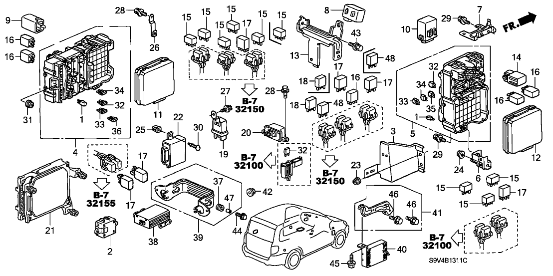 Honda New 2003-2005 Fits Honda Pilot Engine Control Module Bracket, Part # 37822-PGK-A00