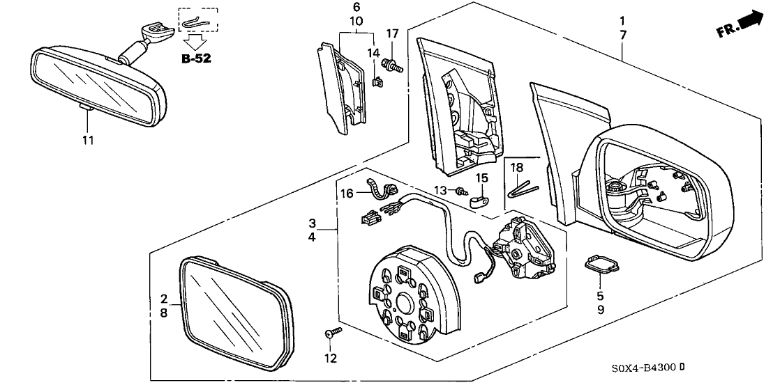 Honda New 1999-2000 Fits Honda Odyssey Mirror Assembly, Driver Side Door (Canyon Stone Silver Metallic) (R.C.), Part # 76250-S0X-A01ZD