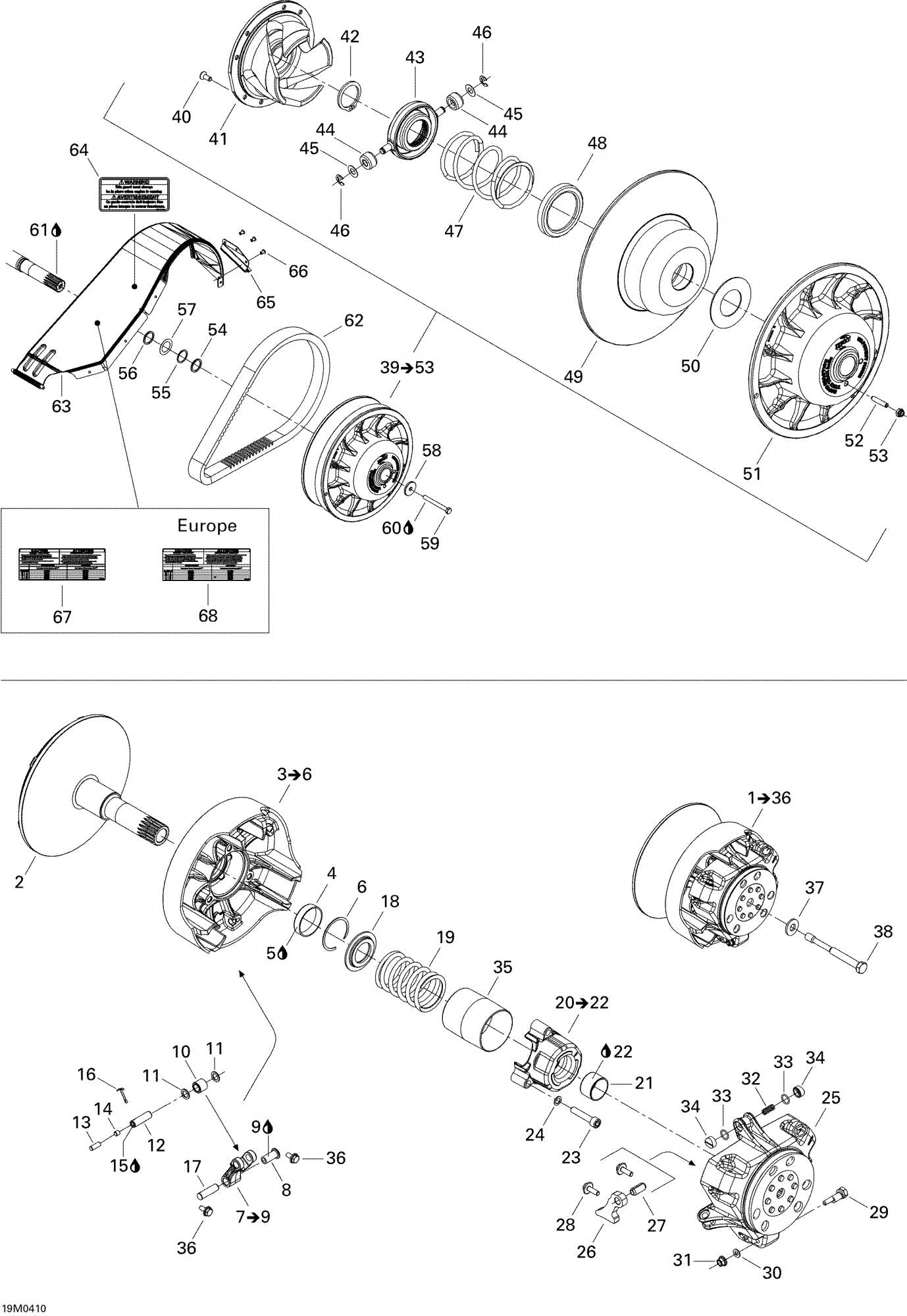 Fits 2004-2007 Ski-Doo MX Z 440 Racing / MX Z 440X Racing Models Fixed Flange Ass'y, OEM Part # 417222742