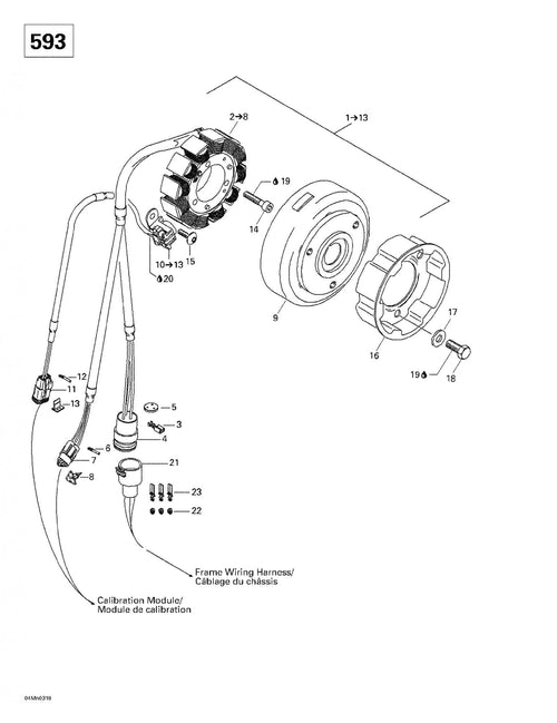 Fits 2003-2007 Ski-Doo Skandic 600 / Skandic Super Wide Track 500 F Models Flywheel, OEM Part # 410922950