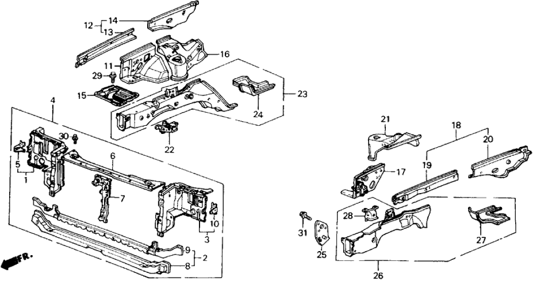 Honda New 1986-1989 Fits Honda Accord Left Front Bulkhead Panel Set, Part # 04611-SE0-A02ZZ