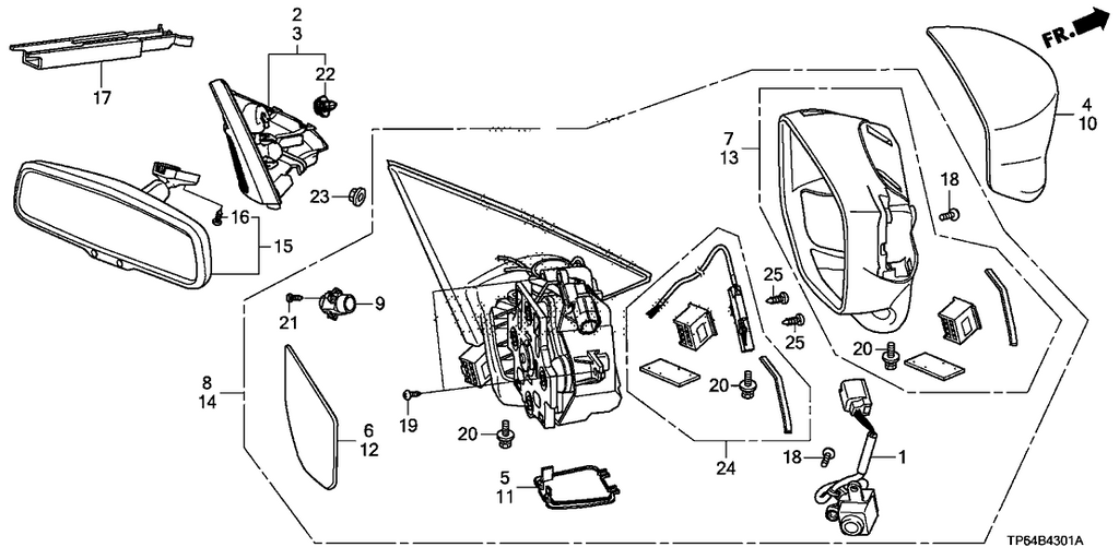New 2013-2015 Fits Honda Crosstour Housing Set, Passenger Side, Part # 76205-TP6-A11