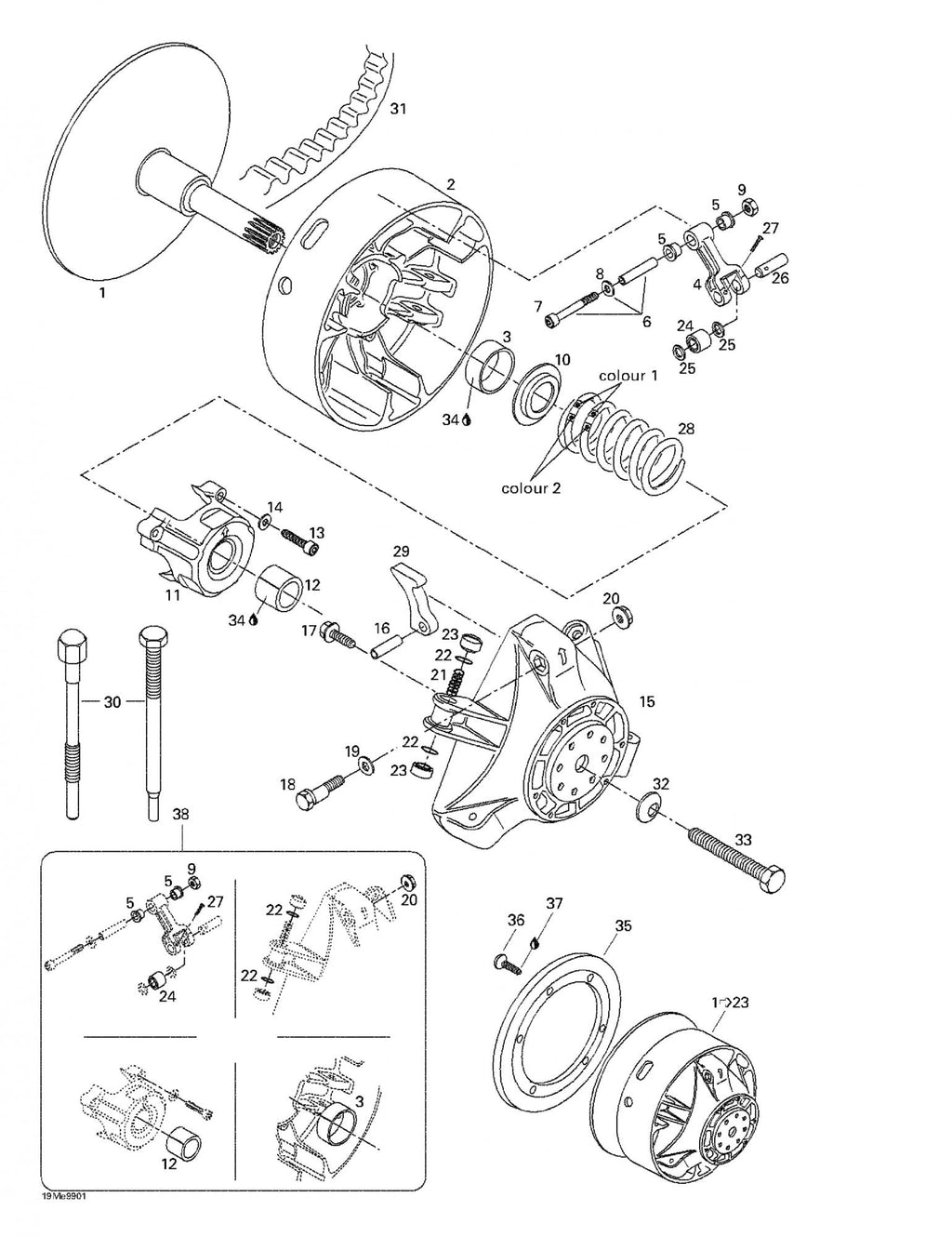 Fits 1999-2007 Ski-Doo Formula 500 LC / Formula Deluxe 380/500 Models Spring Seat, OEM Part # 417222044