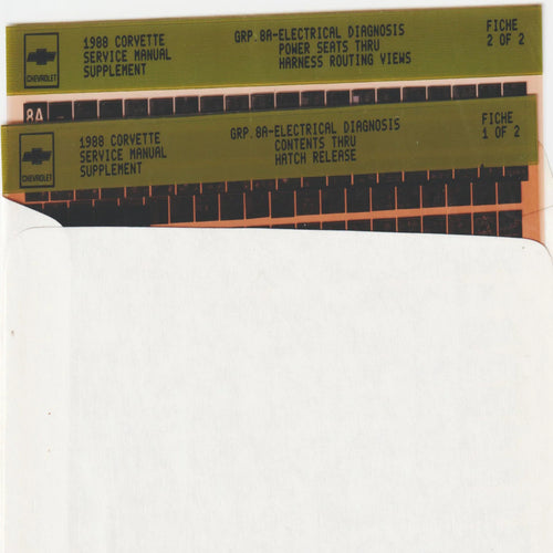 1988 Chevrolet Corvette "Y" Workshop Service Repair Manual Microfiche Slides