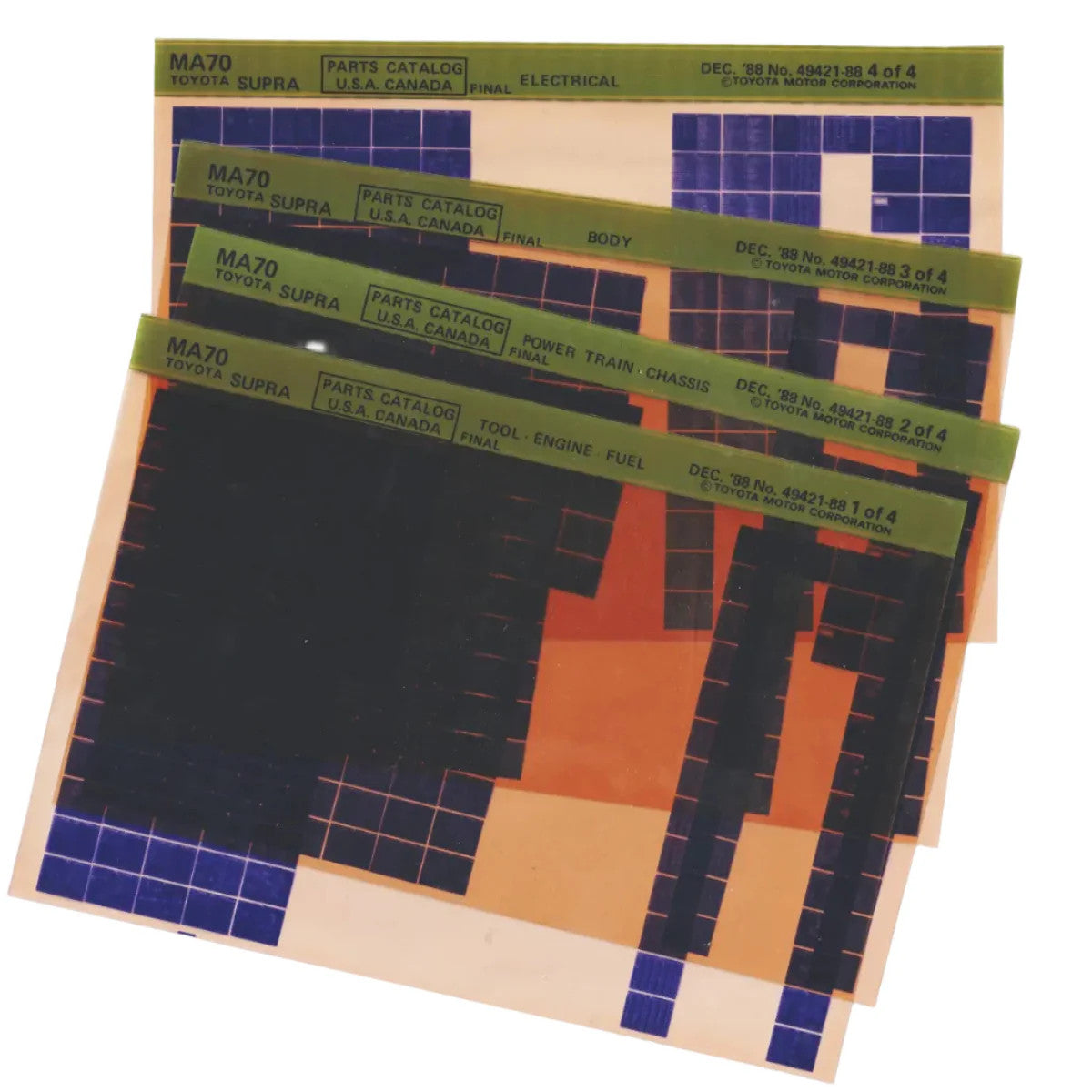 1988 Fits Toyota Supra "MA70" Parts Microfiche Catalog Slides