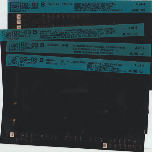 2002-2003 Buick Rendezvous "B" Parts Microfiche Catalog Slides