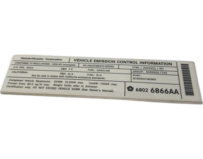 For Mopar Label Part # 68026866AA