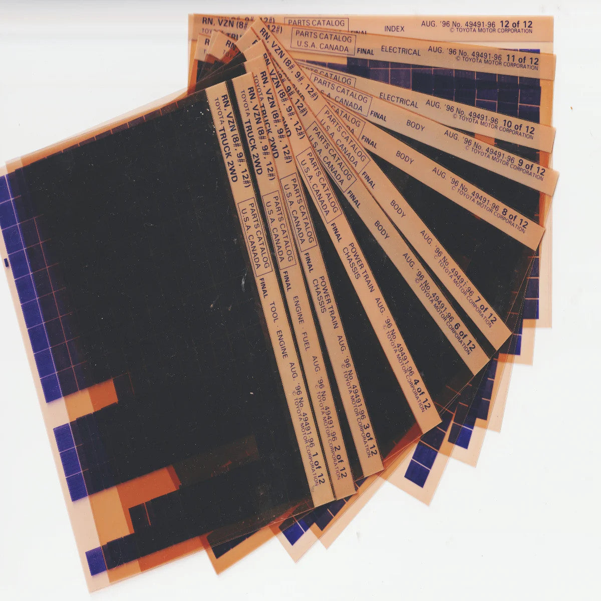 1988-1996 Fits Toyota Truck 2WD (RN, VZN 8,9,10) Parts Microfiche August 1996