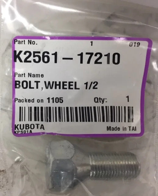 New Old Stock Bolt Wheel 1/2 Part # K2561-17210 For Kubota Tractors