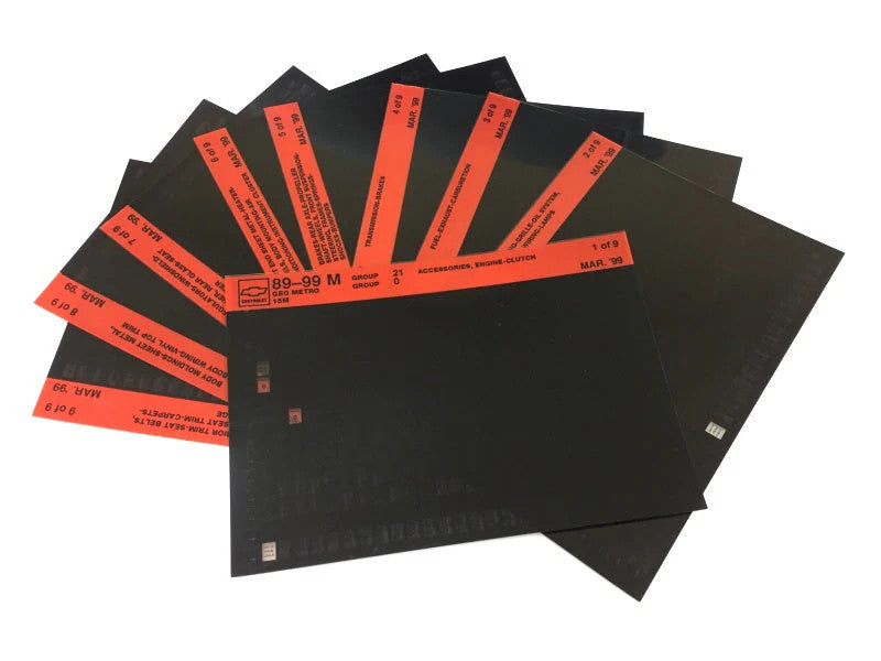 1989-1999 Chevrolet Geo Metro "M" Parts Microfiche Catalog Slides