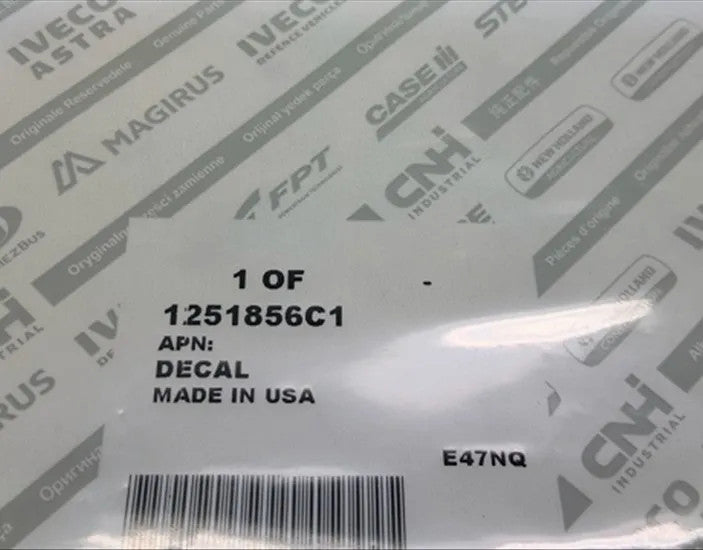 New Old Stock Decal Part # 1251856C1 For CNHi