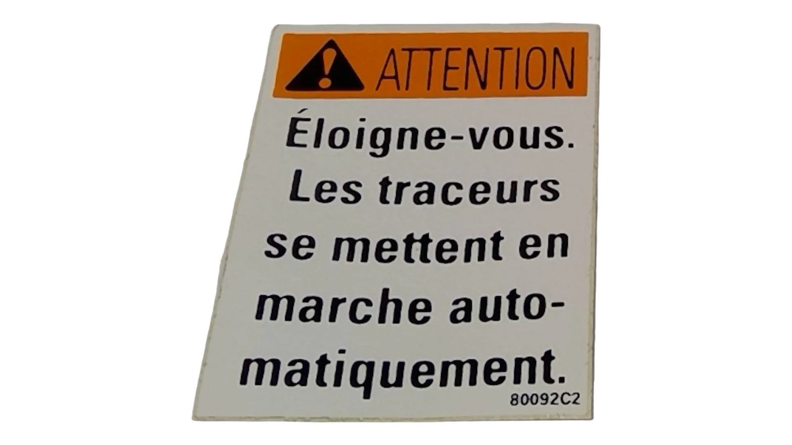 For CNHi Decal Warning Part # 80092C2